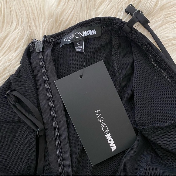 Fashion Nova Black Sheer Mesh Bustier Special Days Tulle Maxi Dress Mermaid Gown - Picture 12 of 13